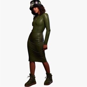 NWT Adidas X Ivy Park Faux Leather Skirt and Bodysuit SET Sz LG